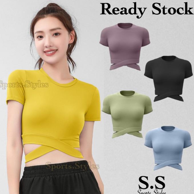 Baju Crop Top X02 wanita olahraga gym fitnes