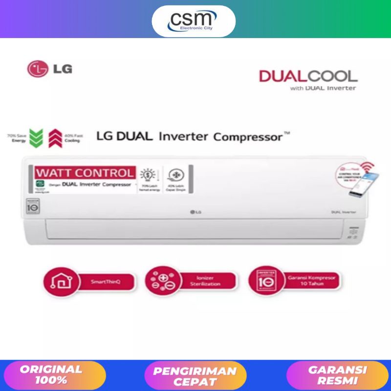 AC LG 2 PK T-18EV5 [2 PK] R32 COOL ECO DUAL INVERTER [INDOOR+OUTDOOR UNIT ONLY] GARANSI RESMI
