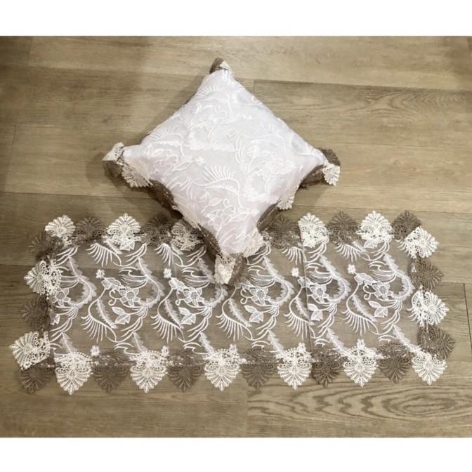Sarung bantal sofa/kursi renda lace 40x40 + taplak