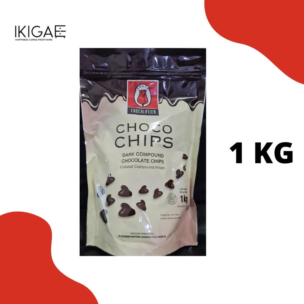 

TULIP DARK COMPOUND CHOCO CHIPS / COKLAT COMPOUND HITAM 1 KG Best Seller