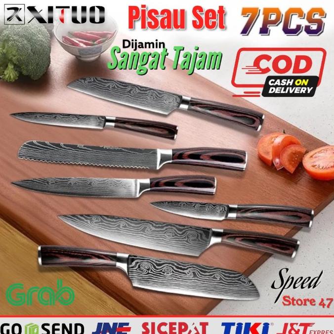 >>>>>] Pisau Dapur Set Damaskus Chef Damascus Original Pisau Daging Serbaguna
