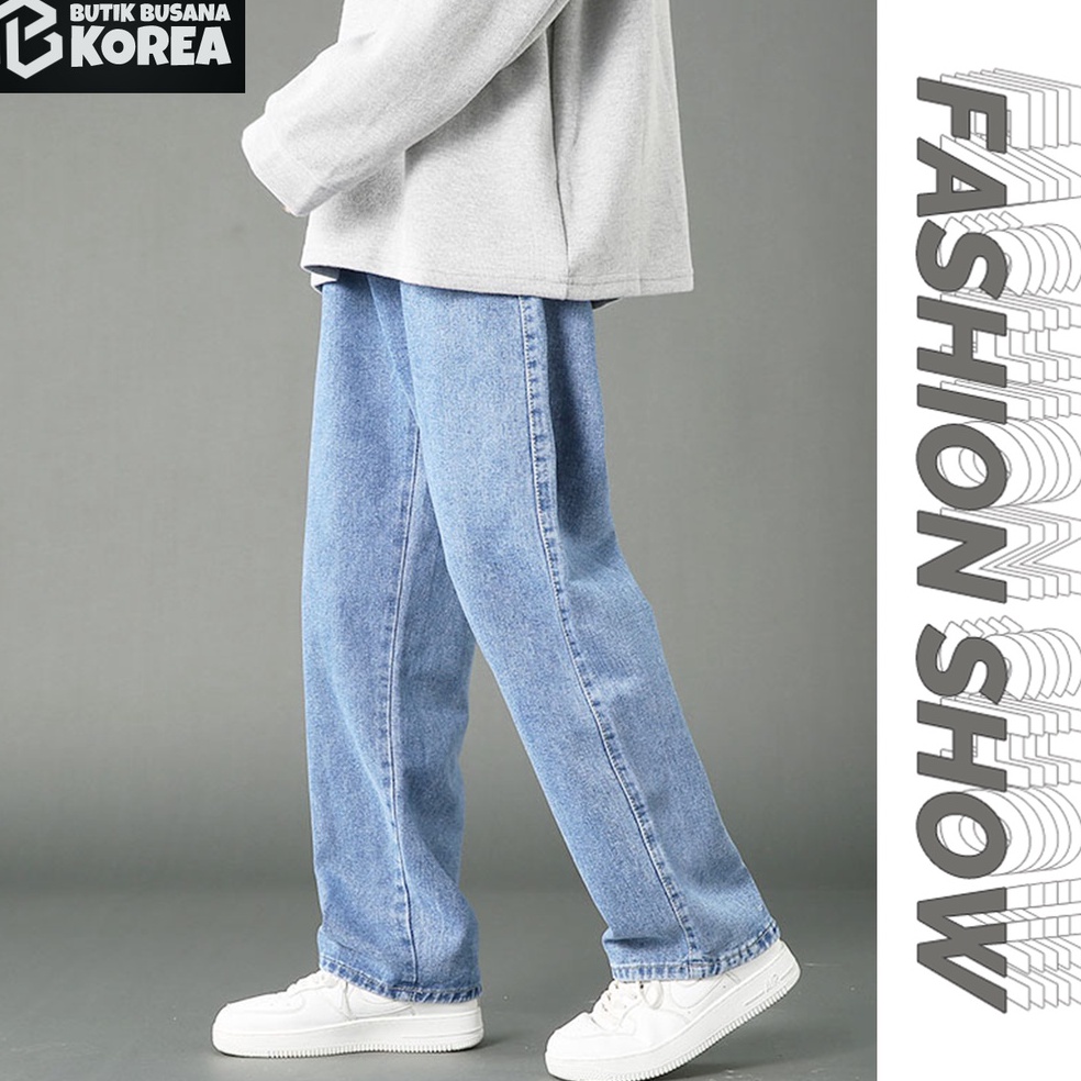 TREN TERBARU Celana jeans pria Jeans korean style pria blue straight loose jeans celana panjang 2023
