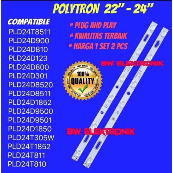 LAMPU LED BACKLIGHT TV POLYTRON PLD24T810  24t800   24t8511
