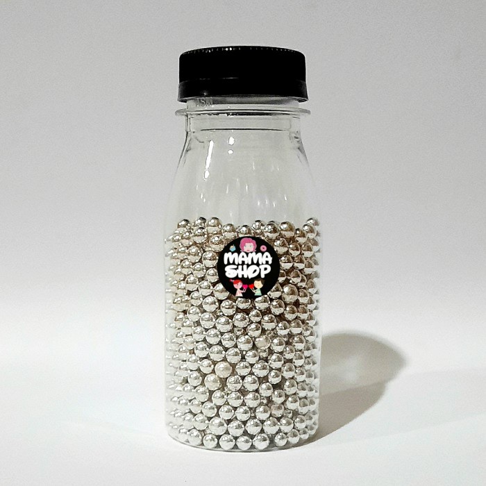 

Sprinkle Mutiara Silver Pearl 50 gram Spikel Trimit Gula Hiasan Kue