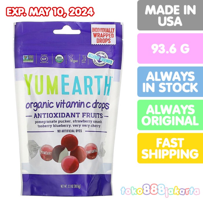 

YUMEARTH ORGANIC VITAMIN C DROPS ANTIOXIDANT FRUITS 93.6 GRAM