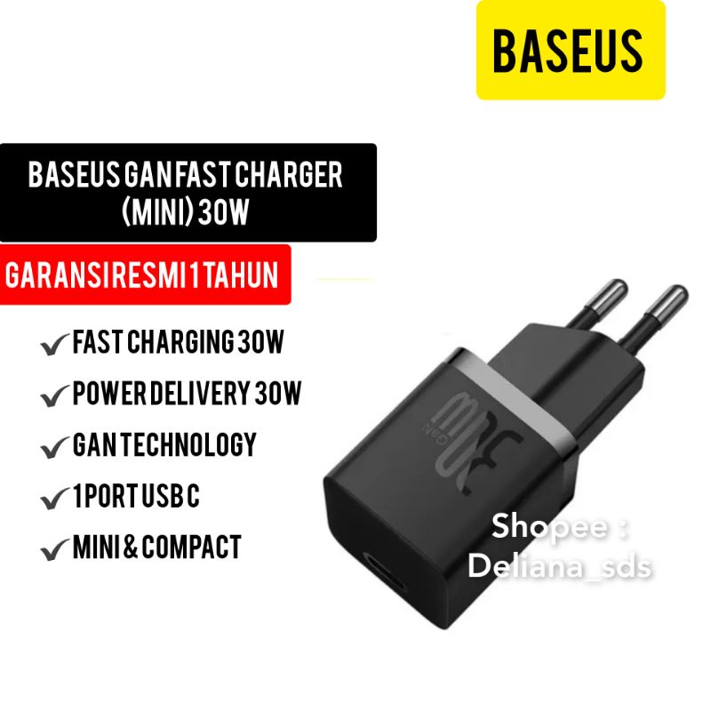 Baseus GaN5 Fast Charger Adaptor Mini 30W Garansi Resmi 1 Tahun Charger Baseus GaN Fast Charging 30W