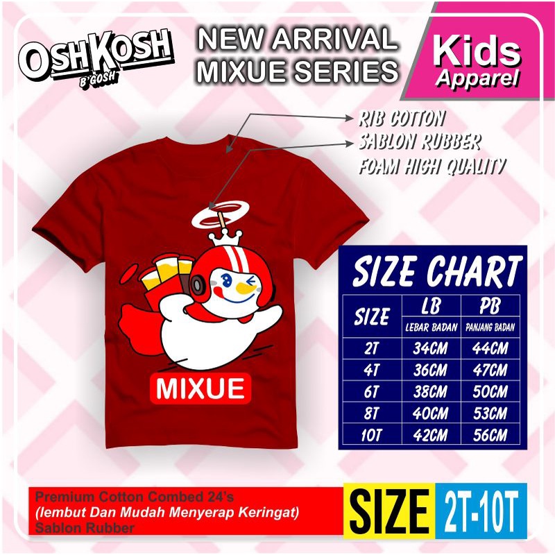 Kaos Anak Mixue boy &amp; Girl 2-10