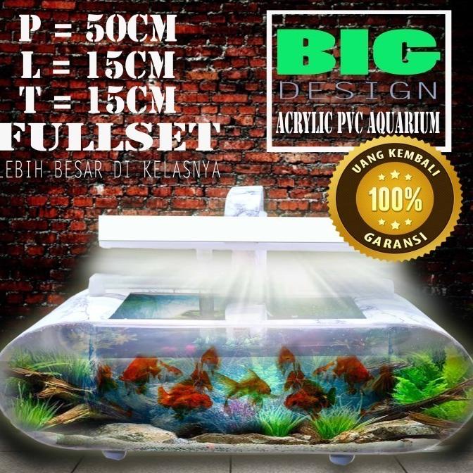 Aquarium Akrilik Besar Panjang 50Cm Lebar 15Cm Siap Pakaia