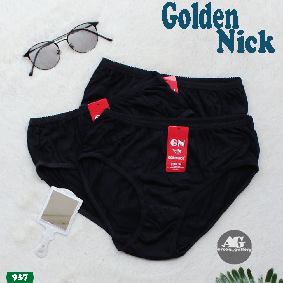 REKOMENDASI 6 Pcs - CD Golden Nick HITAM | Celana Dalam Wanita / Cd Wanita / Cd Golden Nick / Celana