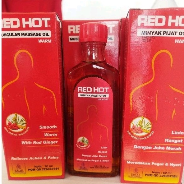 Minyak Pijat Otot RED HOT Jahe Merah Pegel Nyeri Sendi Kerokan 30 ml | 60 ml