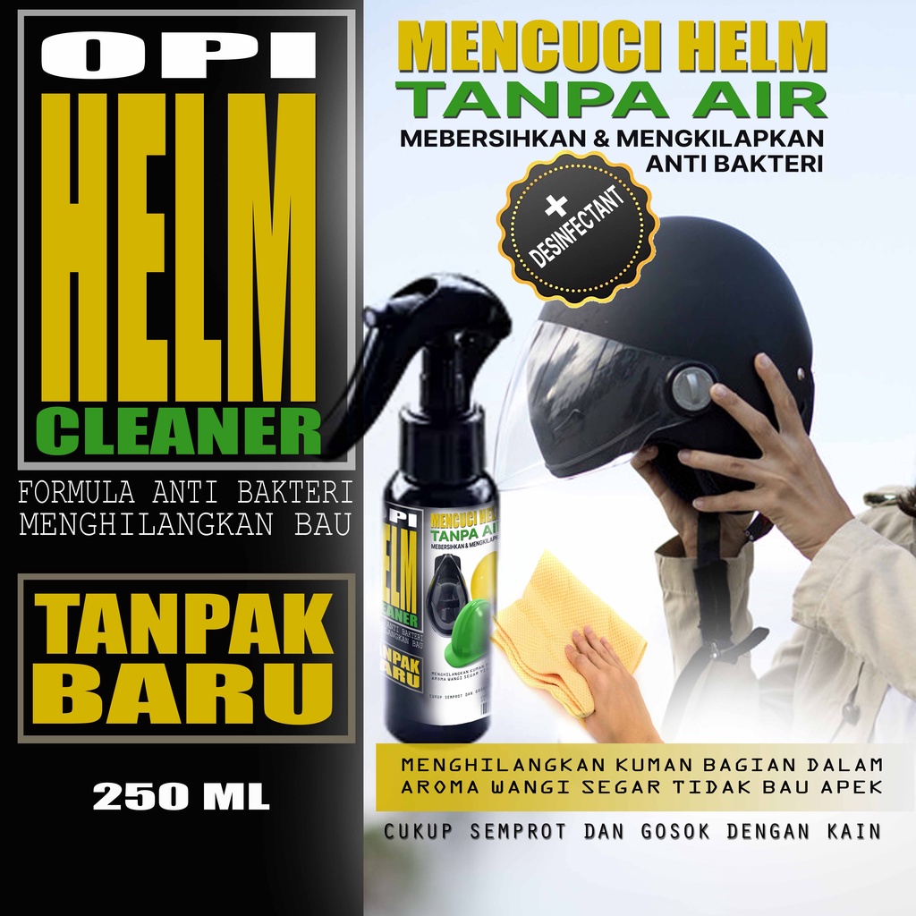 Pembersih tanpa air 250ml Spray pembersih helem dan mengkilapkan juga anti bau praktis tinggal semprot EPS15 TKBB3