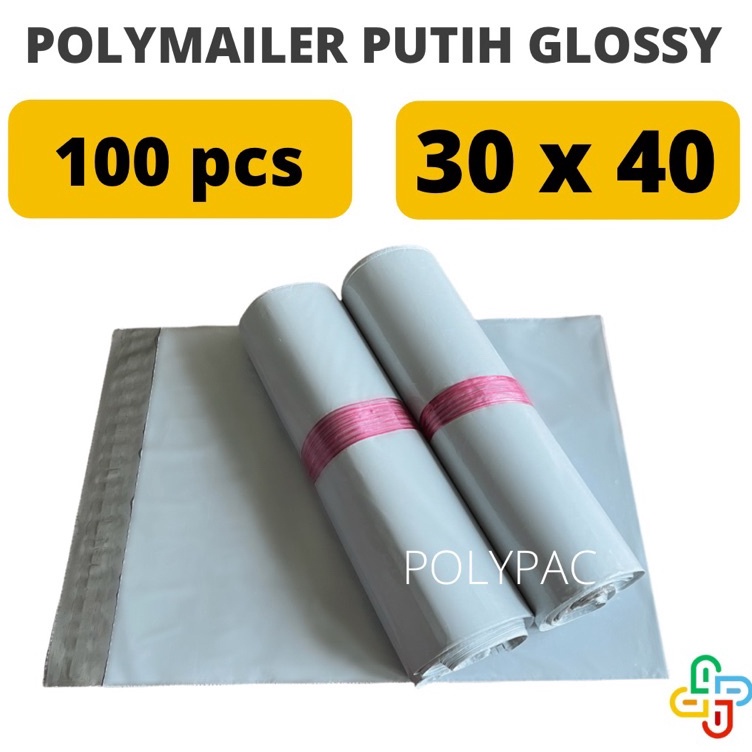 

Paket Untung Polymailer PUTIH GLOSSY [30x40] isi 100 pcs - Polymailer Putih Premium