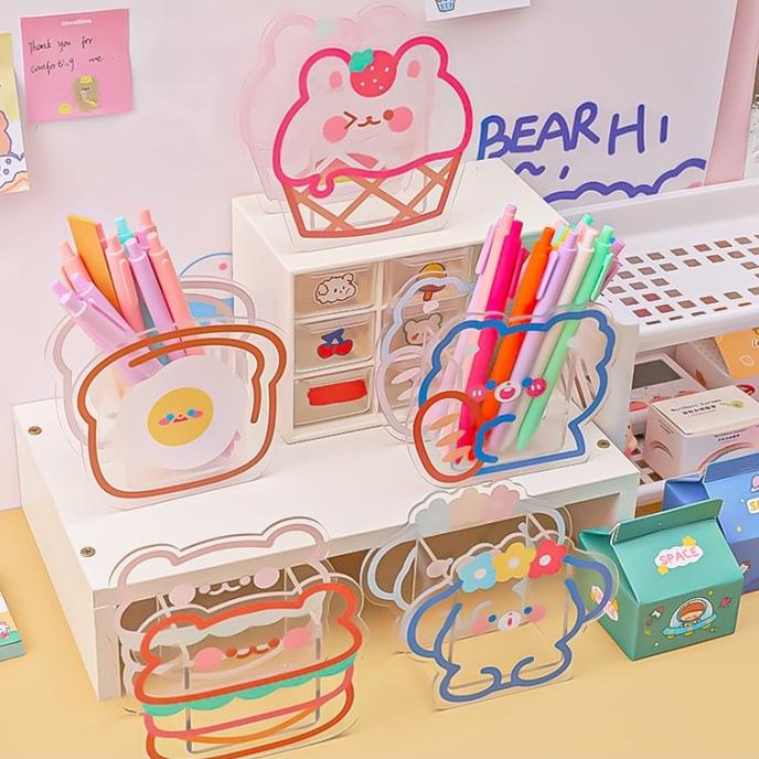 

Kotak Pensil Arkrilik Karakter Lucu Pen Holder Transparant
