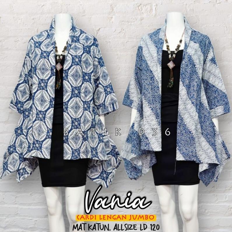 Kode. C41 Cardi Vania lengan jumbo blue bird Ibu ibu remaja Kekinian Batik santai Cardi jumbo wanita