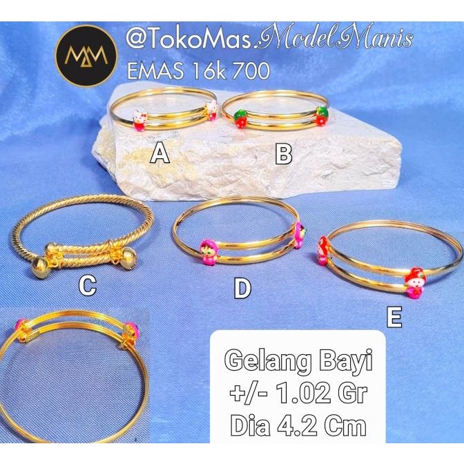 Gelang emas bayi baby emas kuning 700 kadar 16 K
