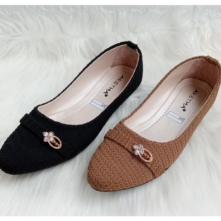 STAR Sepatu Wanita Kekinian Flat Shoes Terbaru Balet Sol Karet Dixie
