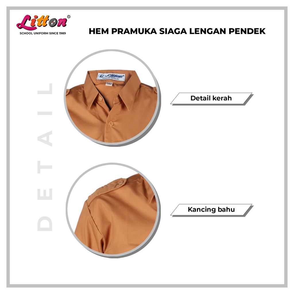 LITTON Baju Seragam Pramuka  Siaga Lengan Pendek / Hem Pramuka Ukuran Jumbo / Seragam Sekolah