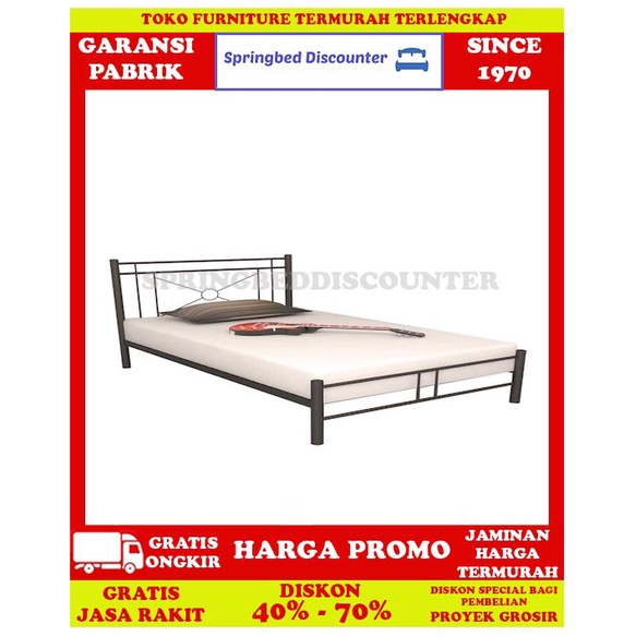 Ranjang Besi Tempat Tidur Dipan Divan Rangka Double Ashley 180x200