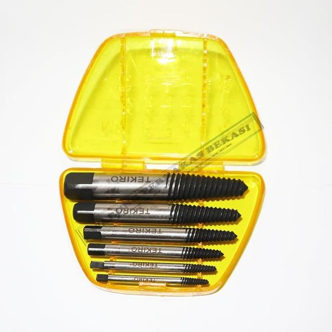 Tekiro Screw Extractor Tap Balik Mata Bor Pembuka Baut Patah Rusak 6pc