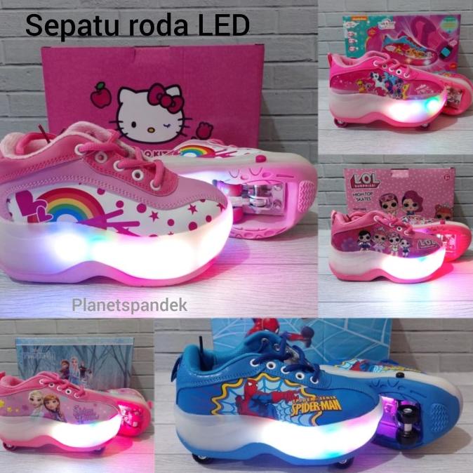 sepatu roda 4 led anak/sepatu roda anak perempuan/sepatu roda lampu