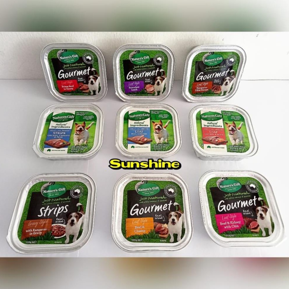 (N✉84☛) Nature`s Gift Gourmet Tray 100gr All Varian - Makanan Basah Anjing tervirall