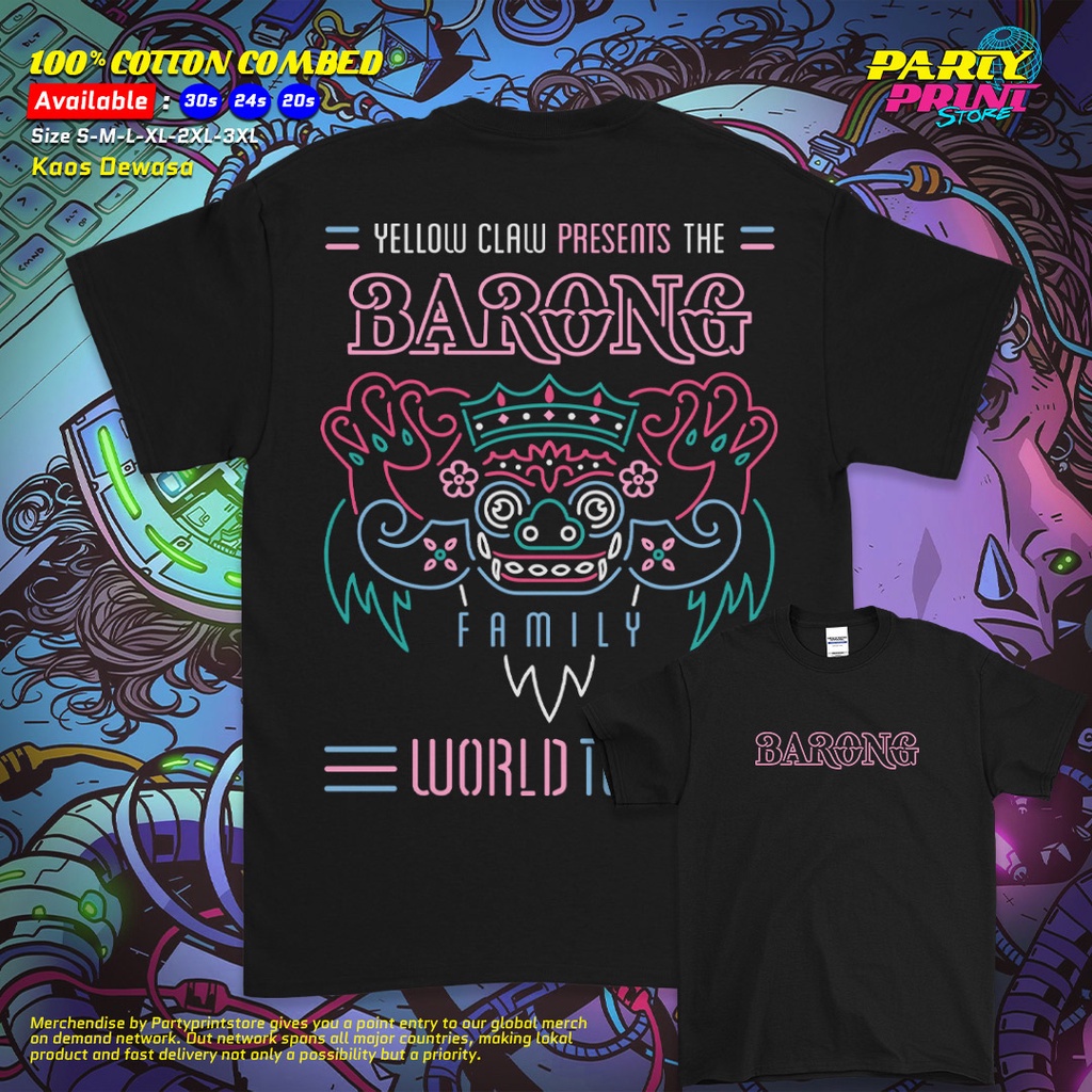 Partyprintstore Kaos Pria Band Yellow Claw Barong World Tour II