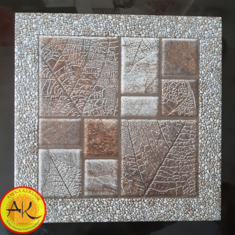 Murah.. Keramik Lantai Teras Garasi Dinding Kasar Motif Batu Alam Timbul 40x40 Platina Grey S0W