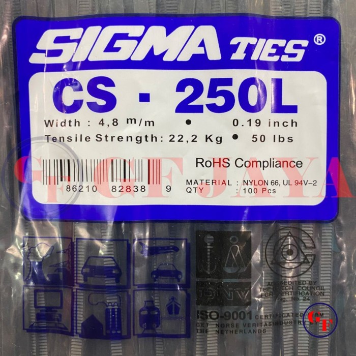 

Best Seller Kabel Ties / Tis Sigma Cs 250 L / 25Cm / 25 Cm Hitam / Putih Cs250L