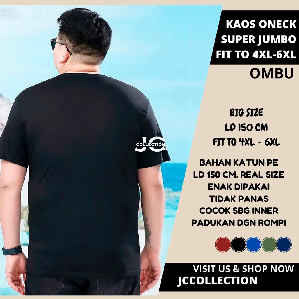 Kaos Tshirt Pria Polos Jumbo Big Size 4XL - 6XL Lengan panjang Cotton - JCCollections