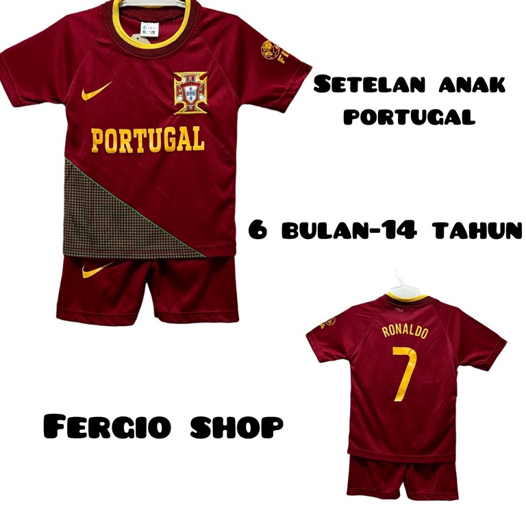 (KII-) baju bola anak Portugal/ setelan bola anak Portugal/ kaos futsal anak/ jersey bola anak palin