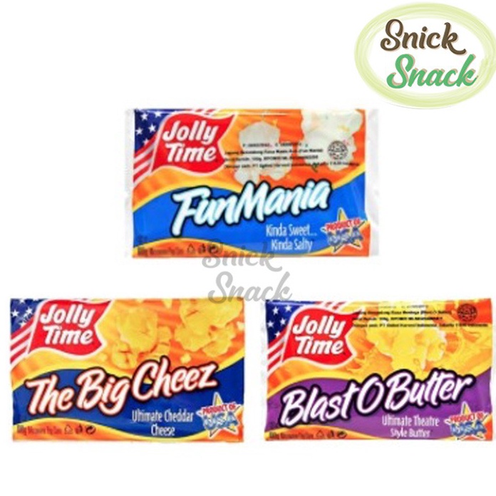 

Promo ✔️ Jolly Time Popcorn 100 gr - Fun Mania The Big Cheez Butter Pop Corn Instan Microwave Manis Asin Keju