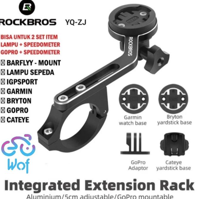 Rockbros Yq-Zj Barfly Bracket Mount Holder Lampu Gopro Garmin Bryton