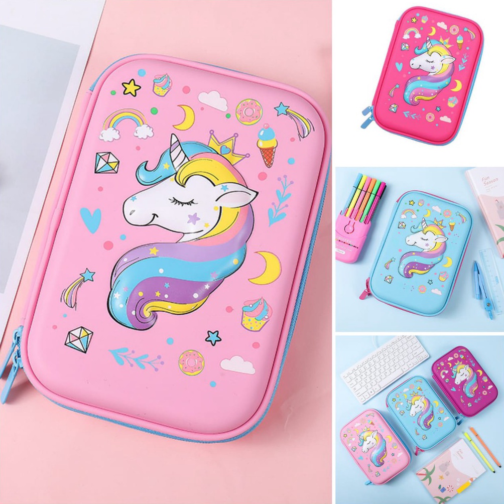 

Bestseller Tempat pensil kotak pensil 3D Unicorn Pencil Case tempat pensil Unicorn Kepala kado anak perempuan unicorn lucu murah import berkualitas VMQ