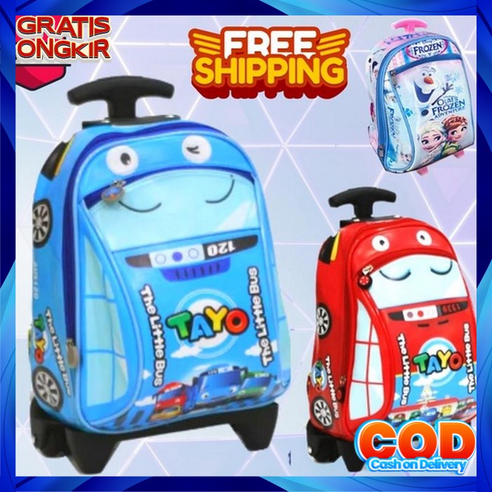Tas Trolley Troli Anak Laki Laki Rangsel Backpack Troli Beckpack Tas Anak Perempuan Tas Ransel Koper
