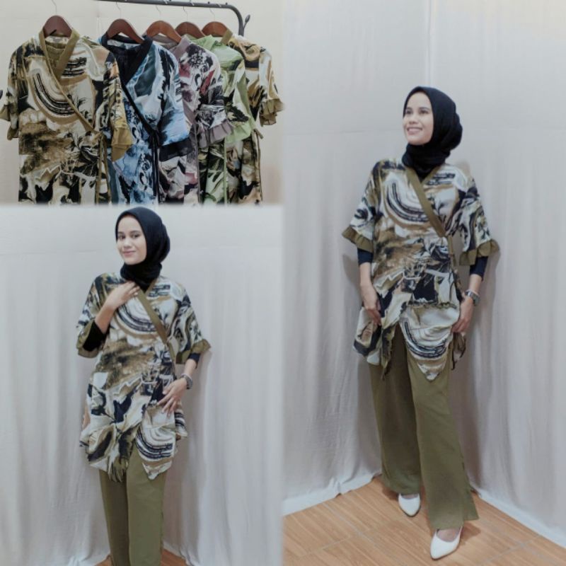 ONESET KIMONO BAHAN CERUTI BABY DOLL PREMIUM