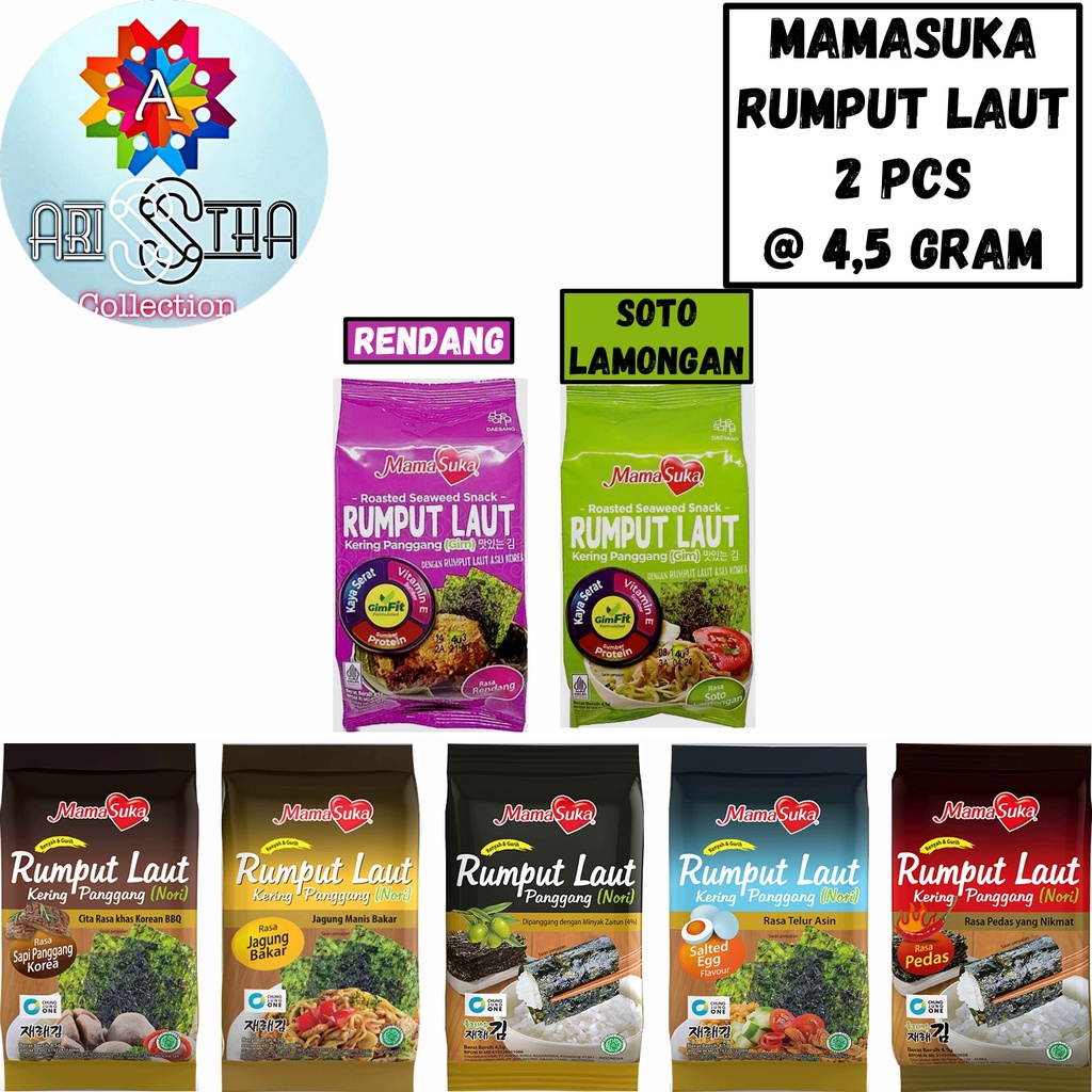 

MamaSuka Rumput Laut Kering Panggang Nori Kemasan 4,5 Gram 2 Pcs