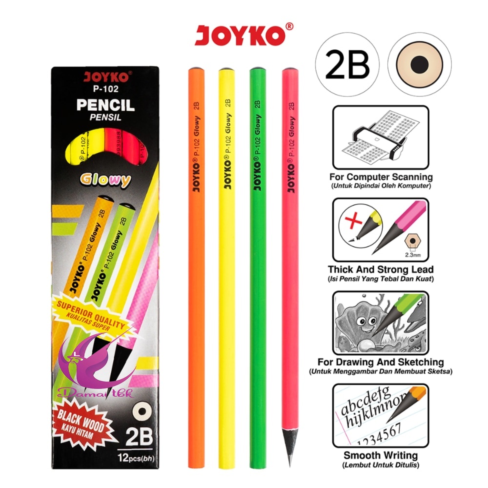 

Pencil Pensil Joyko P-102 2B Glowy 1 BOX 12 PCS