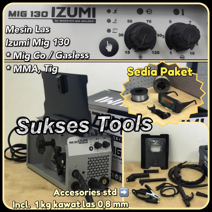 Terlaris Mesin Las Izumi Daiden Mig 130 Mig130 Mma Tig Flux Mig Co Tanpa Gas