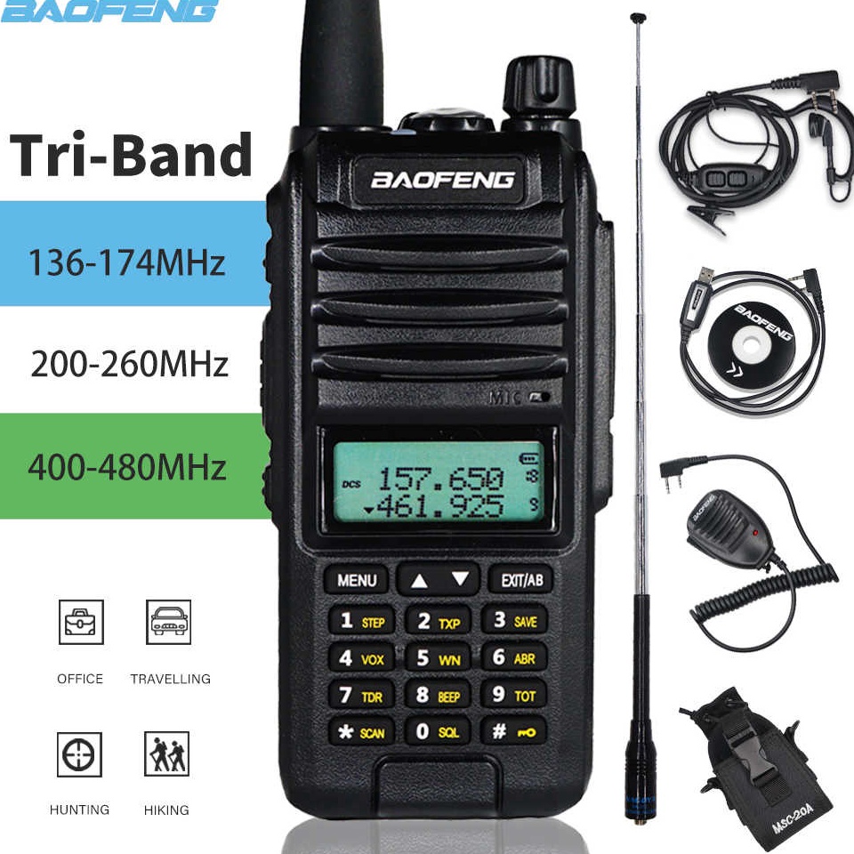 Ready stok [GARANSI RESMI]  - HT A58S Waterproof Tri-Band WalkieTalkie 10W ht jarak jauh murah 1000k