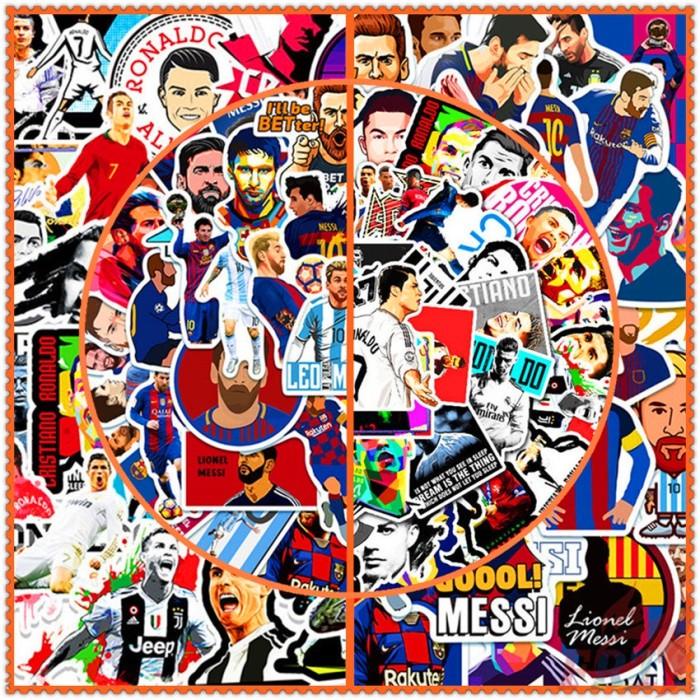 

100Pcs Set Stiker Motif Pemain Sepak Bola Messi & Cristiano Ronaldo Ta 031