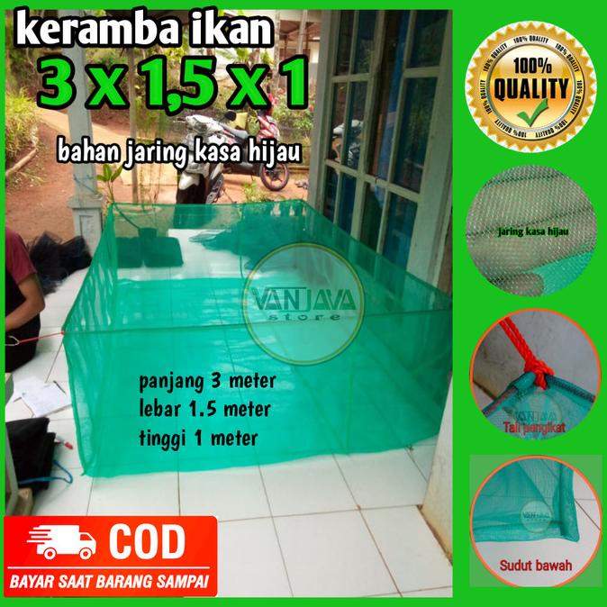 NEW  jaring kerambah ikan 3x1.5x1 keramba ikan lele bahan waring premium