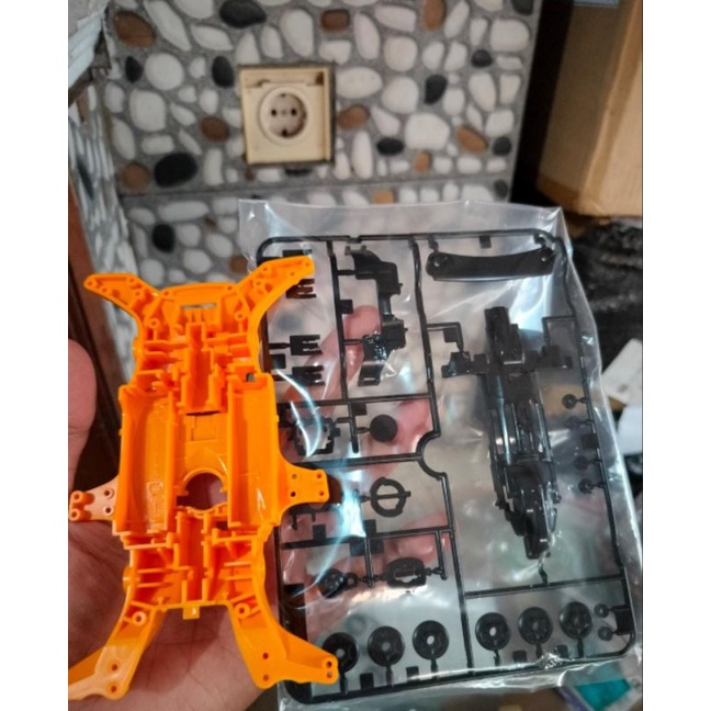 Tamiya MA Chassis Set / Chassis MA Orange ABS Resin + Gearbox MA Hitam