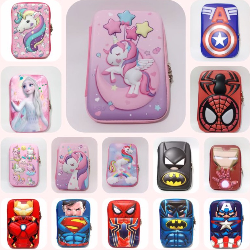 

Baru Tempat Pensil Anak SMIGGLE Emboss 6D Karakter LOL Unicorn Cars Pony Frozen / Pencil Case Hardtop 3778