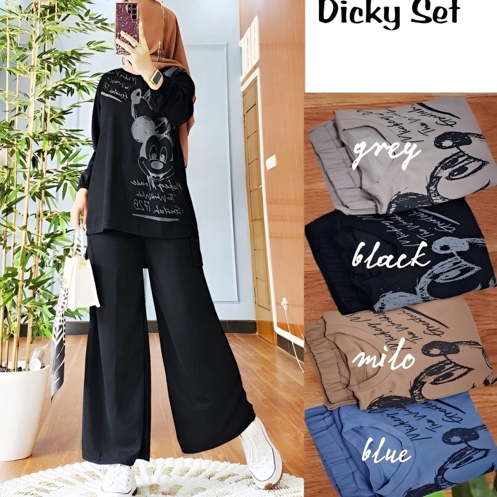 [KODE PRODUK MJHH08435] R.A - Dicky Set Setelan Wanita Muslim Remaja 2in1 Matt Cringkle Polos Basic 