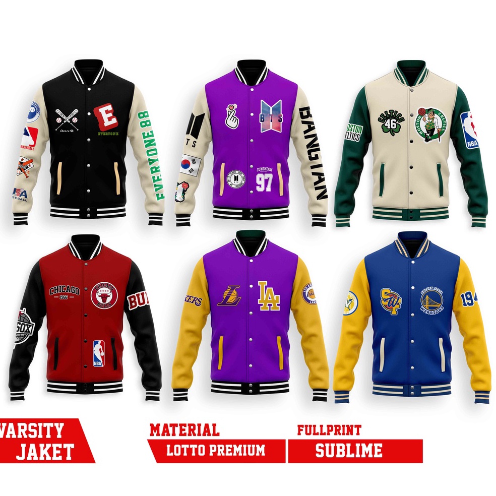 9.9 Terlaris JAKET VARSITY MLB & NBA Everyone  TEAM Baseball BTS KOREA ALL SERIES