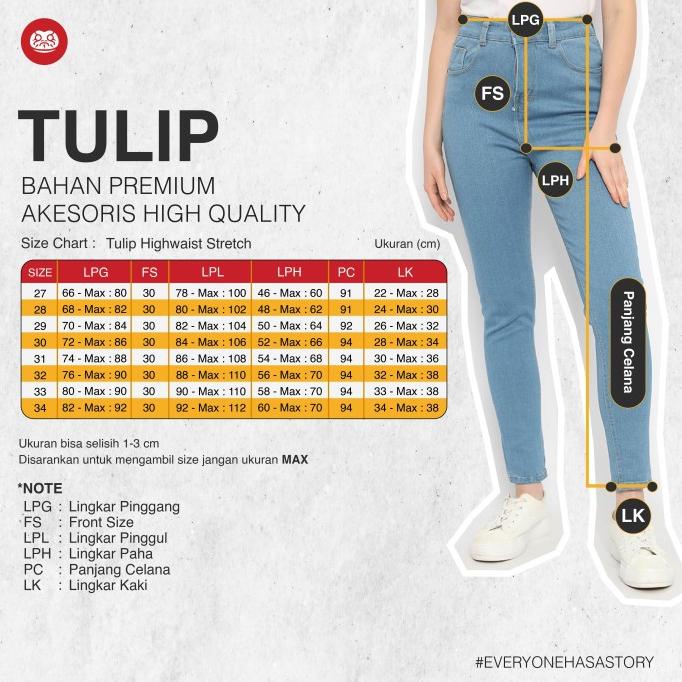 Celana Panjang Jeans Highwaist Wanita Navy Stretch Nuber- Tulip