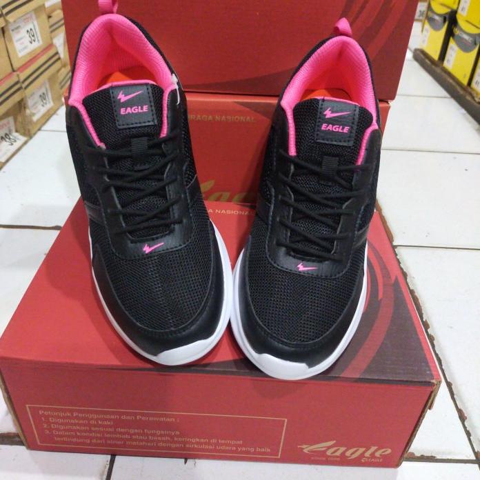 CUCI GUDANG Sepatu running wanita Eagle Nova hitam/Fuschia,size 37-40 original