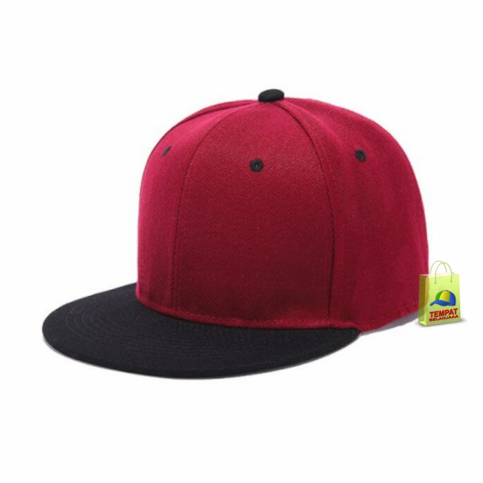 TOPI PRIA ORIGINAL Snapback Original Premium Best Seller Polos - Hitam Merah S2E3 berkualitas casual