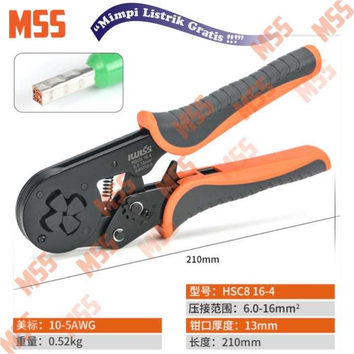 Iwiss Tang Besar Crimping Ferrule Konektor Skun Besar Kabel 6-16Mm2