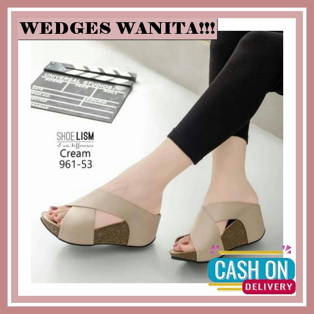 Wanita Wedges Casual Elegan Wejes Wedjes Weges Wejdes Jelly Sanda Qp913 Sandal Ss41 Promo 2.2 Nn 26 